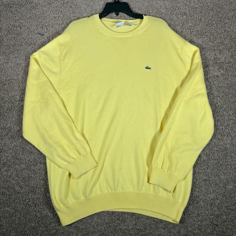 Lacoste Mens Yellow Cotton Crewneck Sweater Size 8 XXL RN87651 Logo Pullover